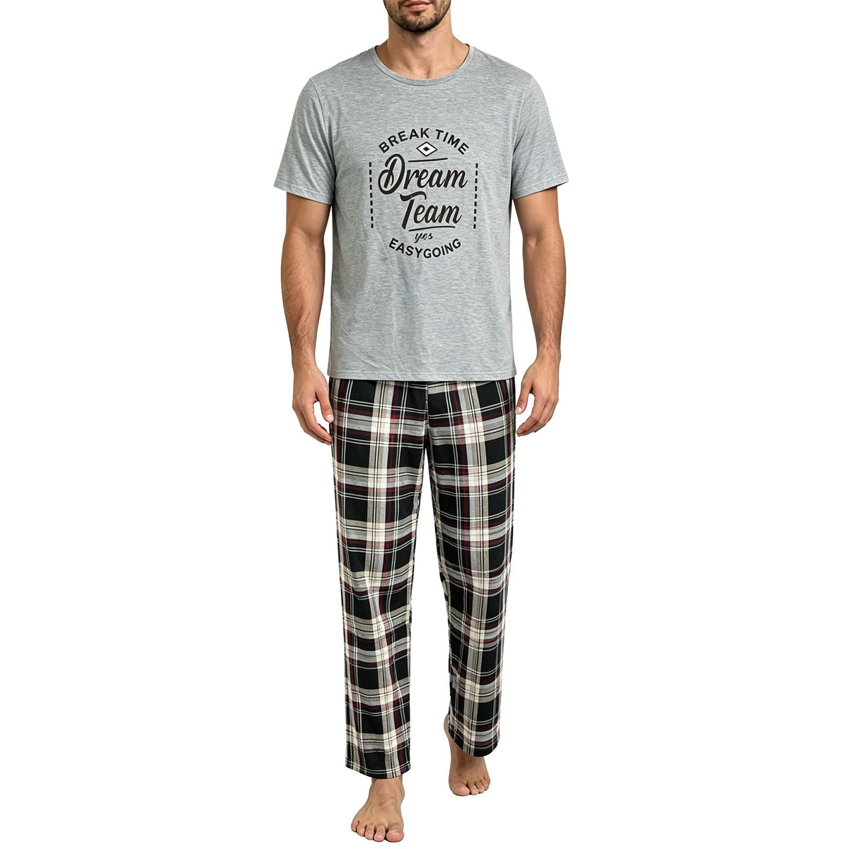 Men's Pajama Lounge Set - Soft 2 Piece Sleepwear with Pockets