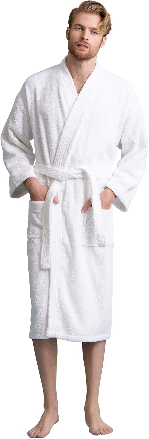 Men's Kimono Bathrobe, 100% Turkish Cotton Terry, Absorbent