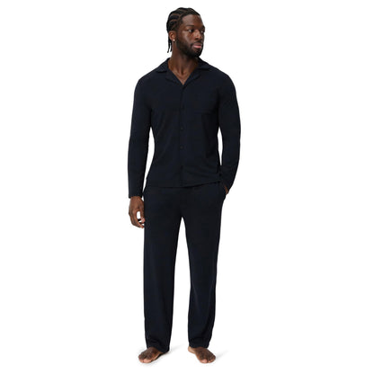 Amazon Essentials Men's Cotton-Modal Pajama Set, Long Sleeve Button-Down Top with Pants