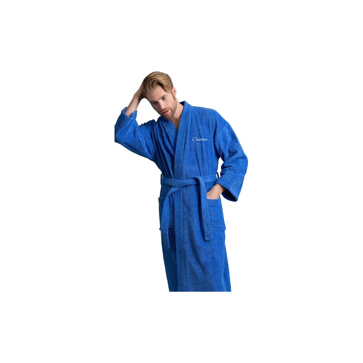 Men's Kimono Bathrobe, 100% Turkish Cotton Terry, Absorbent
