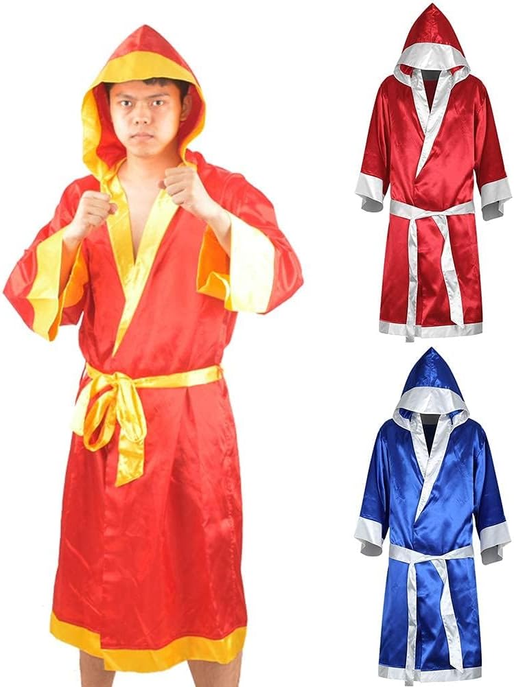 Boxer Costume Men, MMA Boxing Robe with Hood, Cotton Robe Lightweight Costume