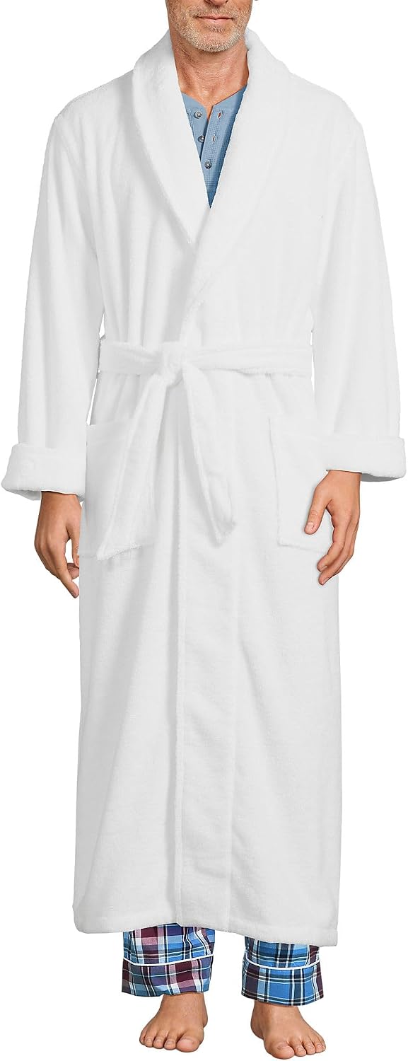 Lands' End Men's Full Length Turkish Cotton Terry Bathrobe
