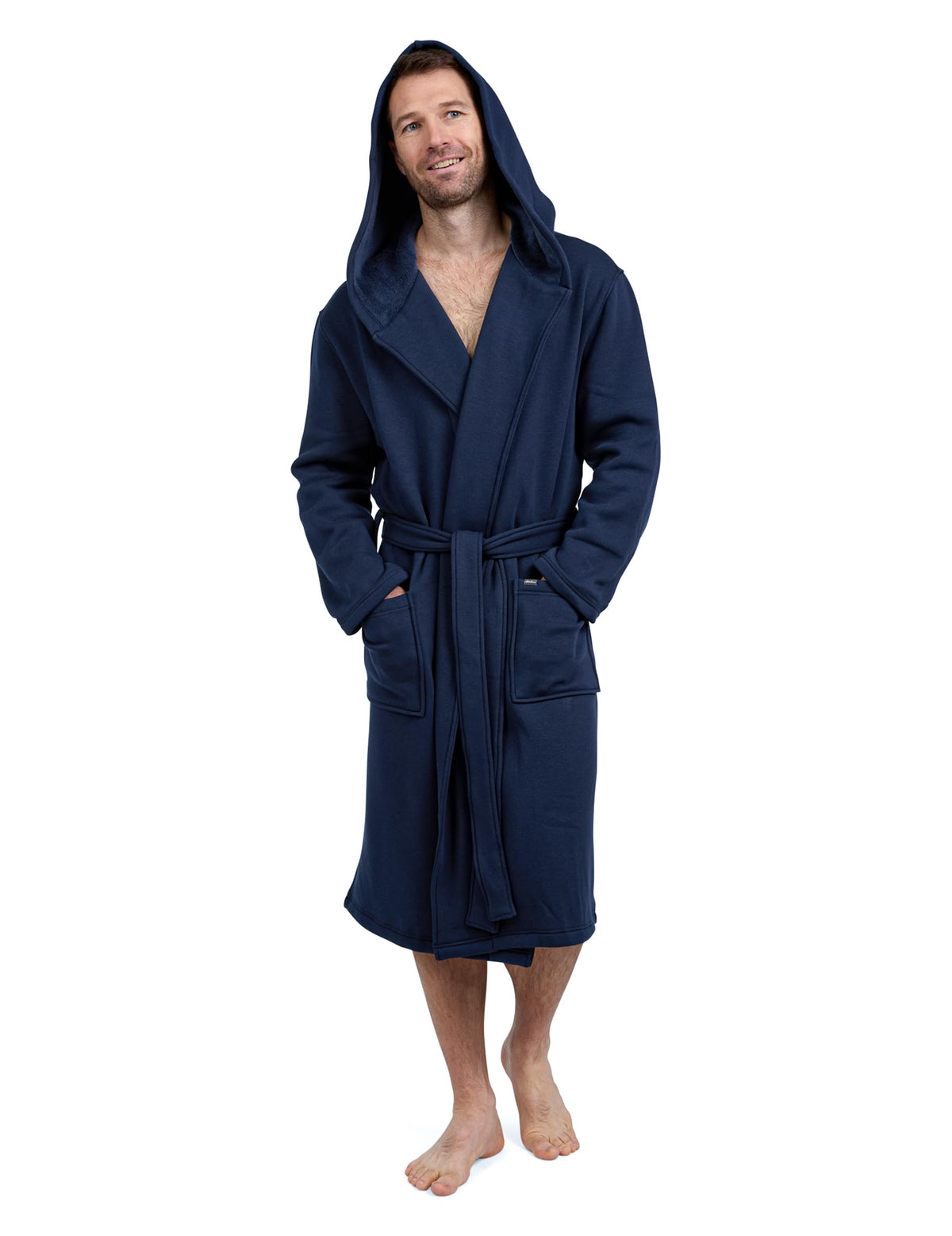 Eddie Bauer Mens Robe - Luxury Fleece Bathrobe with Hood and Pockets | Soft Warm Plush Winter Bath Robe for Men