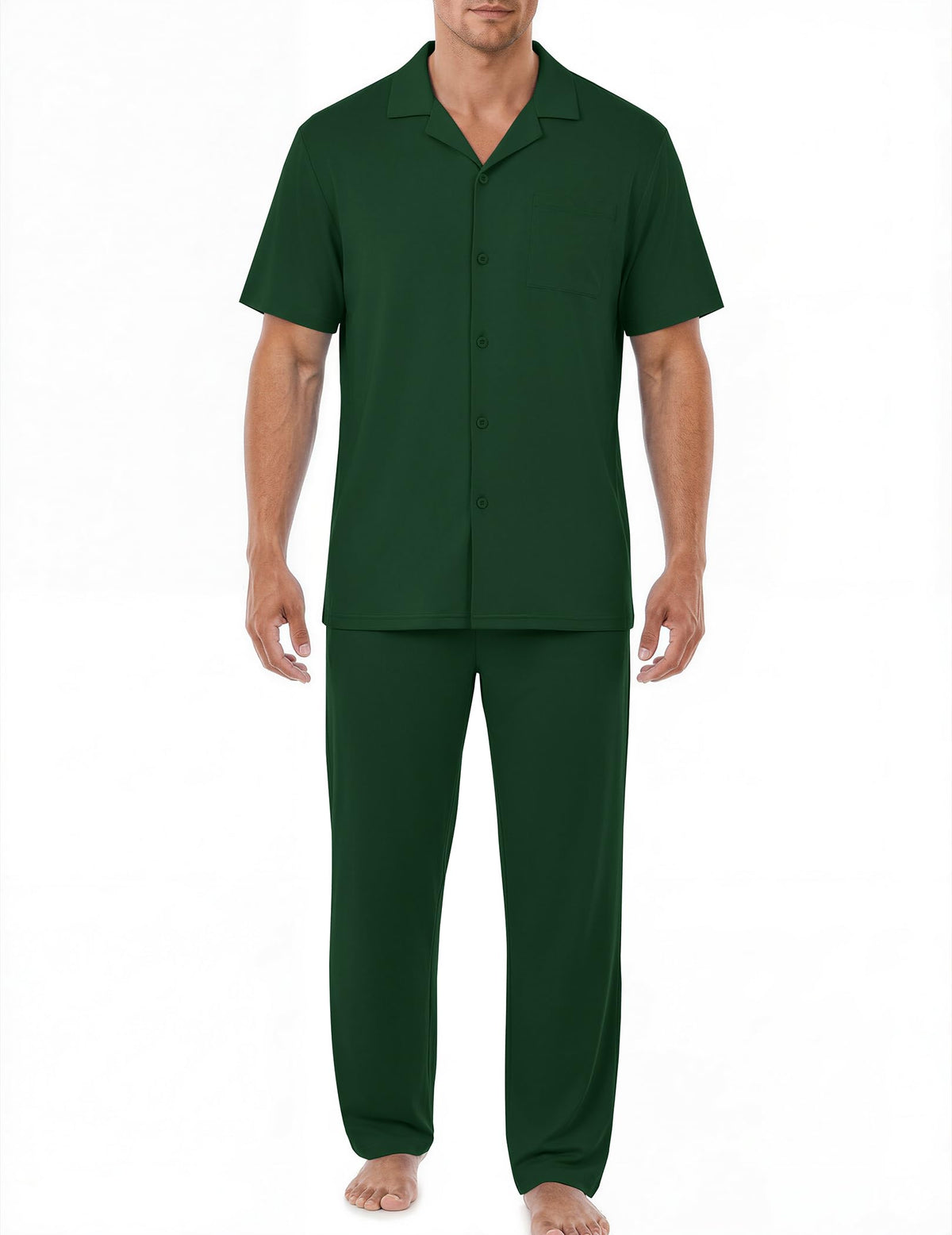 EKouear Mens Pajamas Set Button Down Short Sleeve Shirt Pjs with Long Pants
