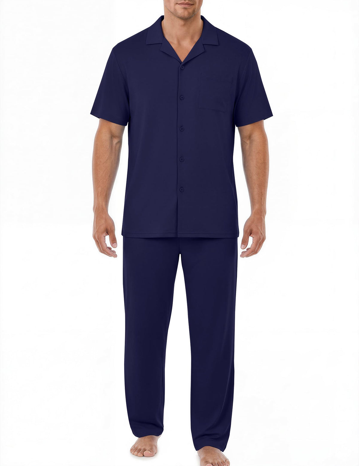 EKouear Mens Pajamas Set Button Down Short Sleeve Shirt Pjs with Long Pants