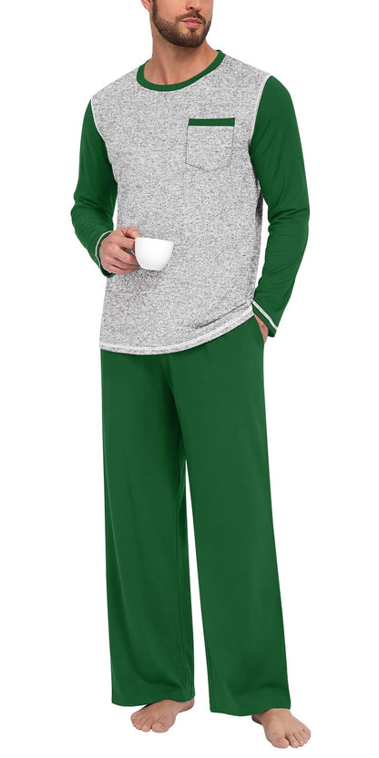 Aodemo Mens Pajamas Set 2 Piece Pjs Sleepwear Loungewear with Pocket