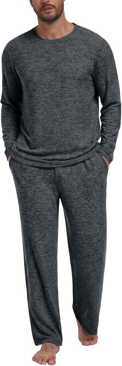 Yincro Mens Pajama Sets Soft Comfy Sleepwear Casual Loungewear with Pockets