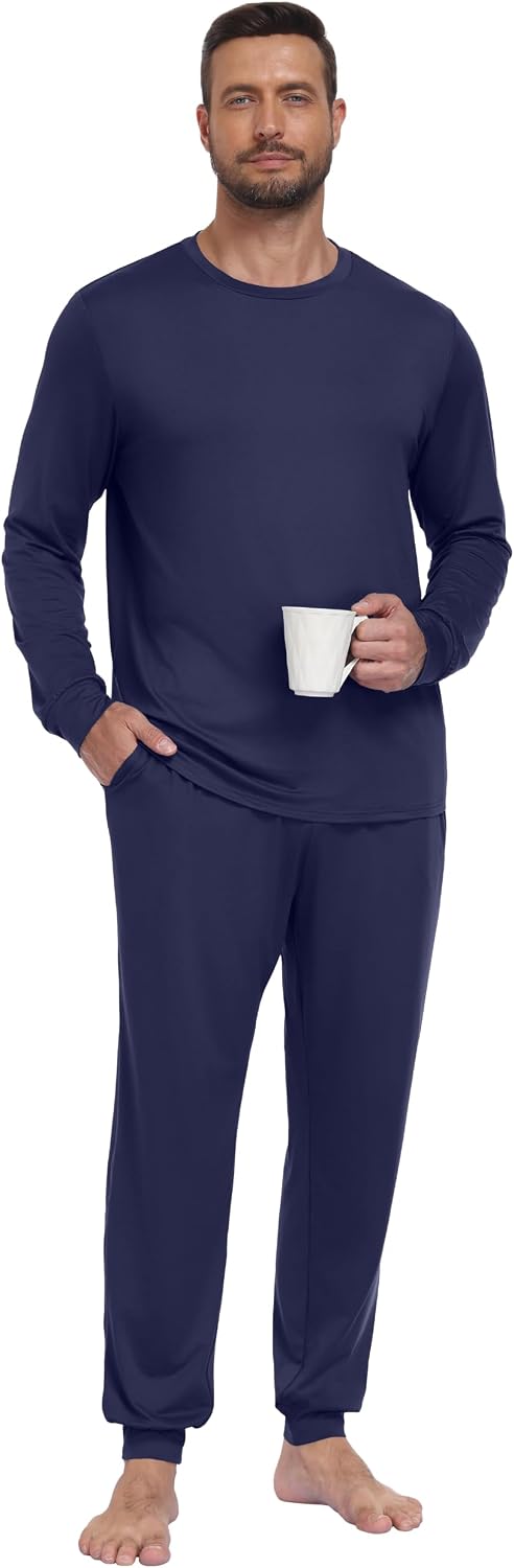 PrinStory Pajamas Set for Men & Women Long Sleeve Soft Sleepwear S-2XL