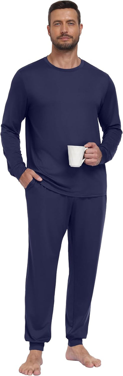 PrinStory Pajamas Set for Men & Women Long Sleeve Soft Sleepwear S-2XL
