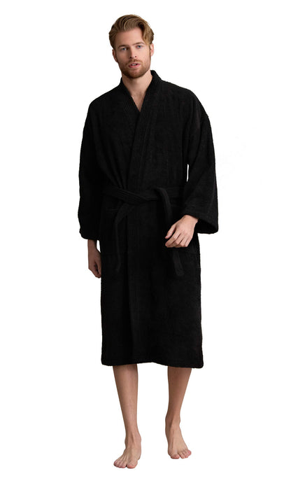 Men's Kimono Bathrobe, 100% Turkish Cotton Terry, Absorbent
