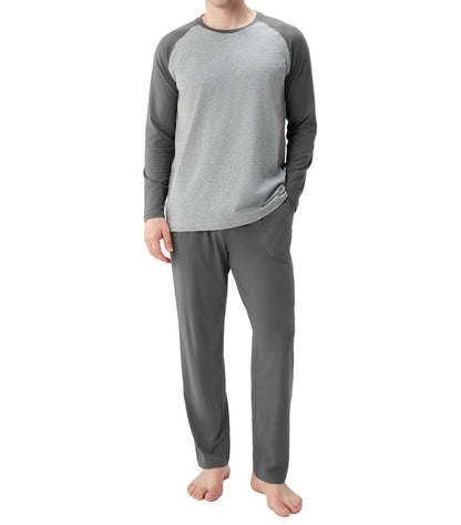 DAVID ARCHY Mens Pajama Set Long Sleeve PJs, Soft Lightweight Sleepwear with Pockets, Comfortable Loungewear for Sleeping