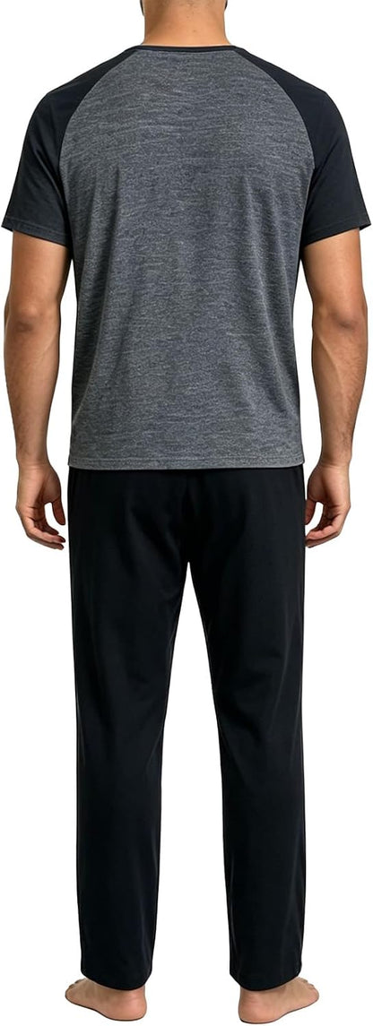 Men's Pajama Lounge Set - Soft 2 Piece Sleepwear with Pockets