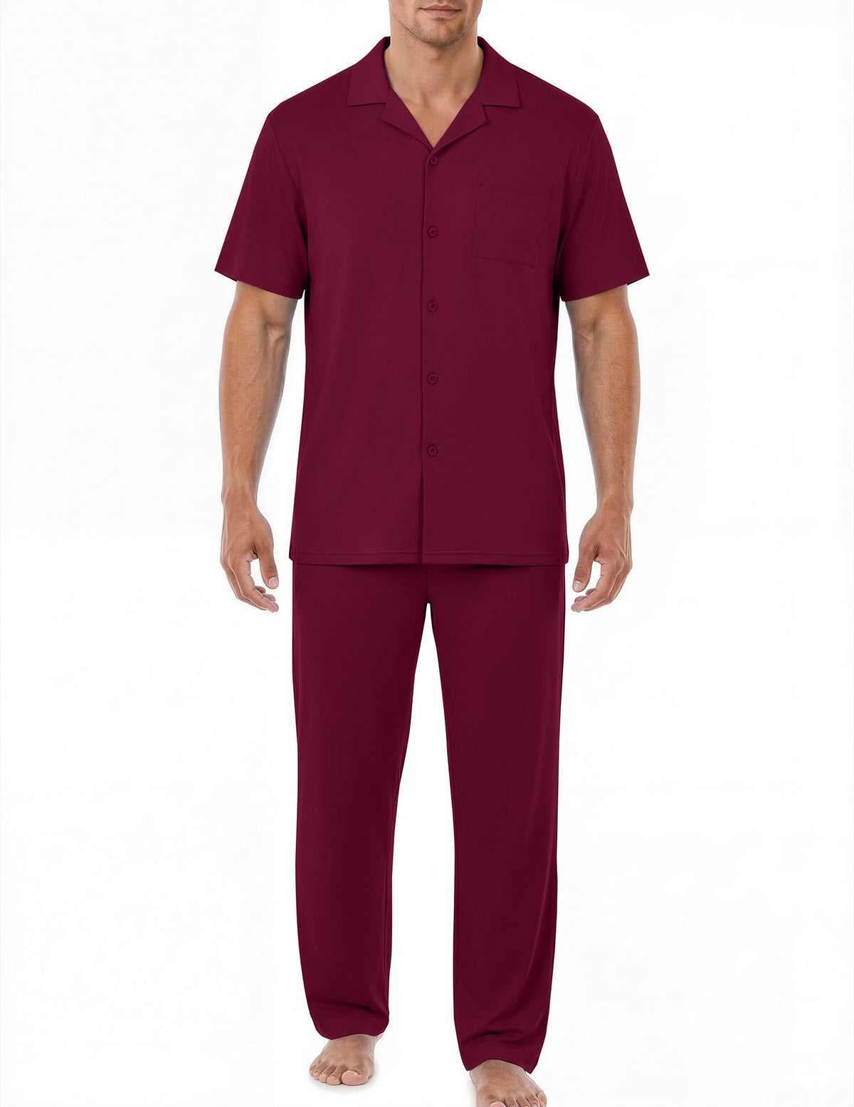 EKouear Mens Pajamas Set Button Down Short Sleeve Shirt Pjs with Long Pants