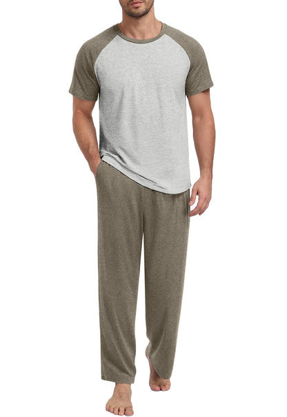 Yincro Mens Pajamas Set Lightweight Loungewear Short Sleeve Sleepwear S-3XL