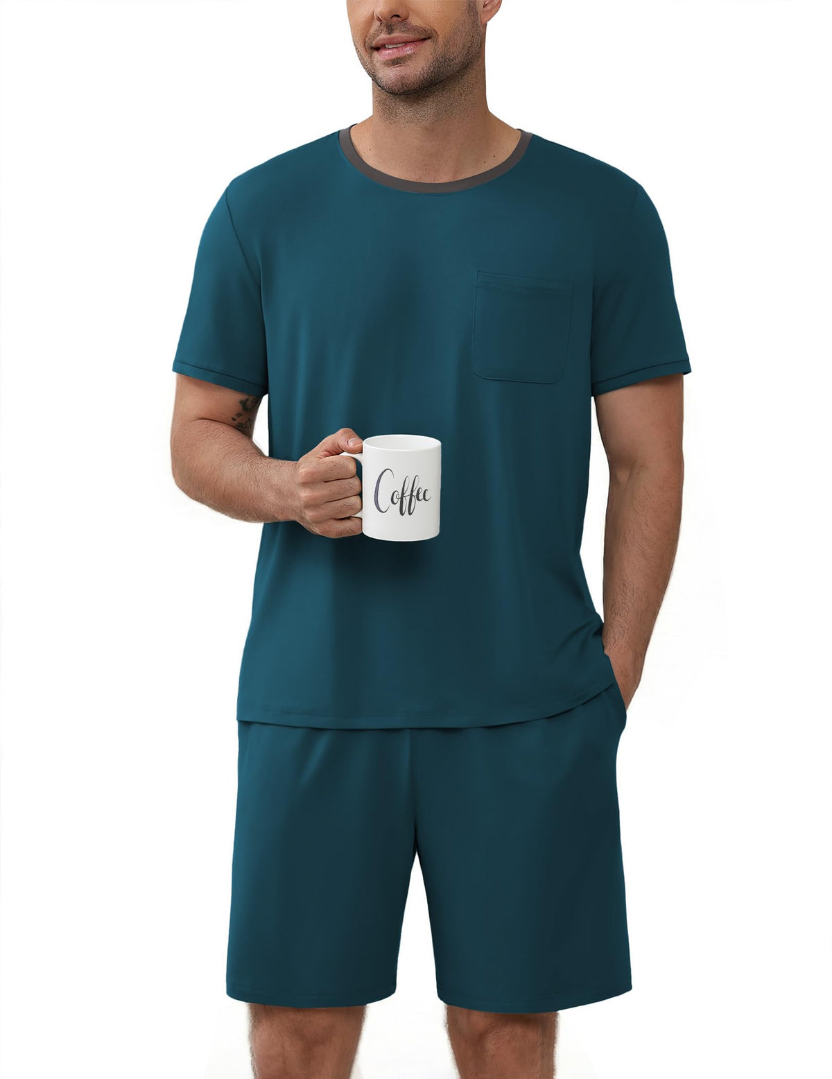 Ekouaer Mens Pajamas Sets Shorts Soft Short Sleeve Pjs