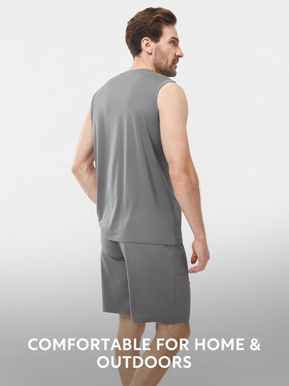 DAVID ARCHY Men's Pajama Set with Tank Top and Shorts
