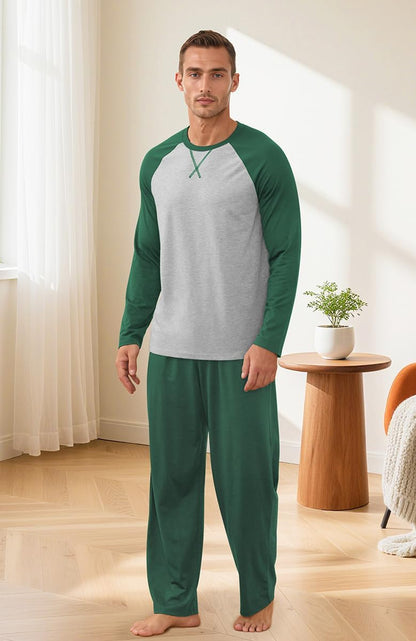 NITAGUT Men's Pajama Set Long Sleeve Sleepwear 2 Piece Loungewear