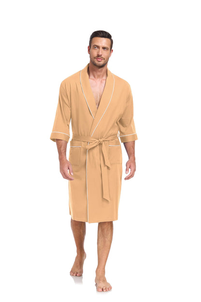 CF Men's 100% Cotton Robes Lightweight Bathrobe Soft Short Sleeve Bath Robe