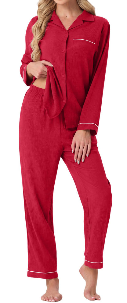 PrinStory Men's Pajamas Set Long Sleeve Button Down Sleepwear Pjs S-2XL