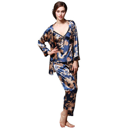 ZUEVI Men's Kimono Robe Silk Satin Long Sleeve Spa Bathrobe Lightweight Soft Silky Pajamas Robes