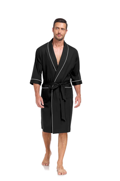 CF Men's 100% Cotton Robes Lightweight Bathrobe Soft Short Sleeve Bath Robe