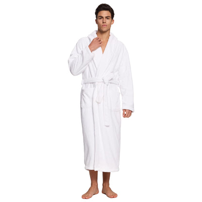PJGGZ Men's Shawl Collar Bathrobe, Soft Long Towel Robe for Men - Super Absorbent Quick Dry yet Warm