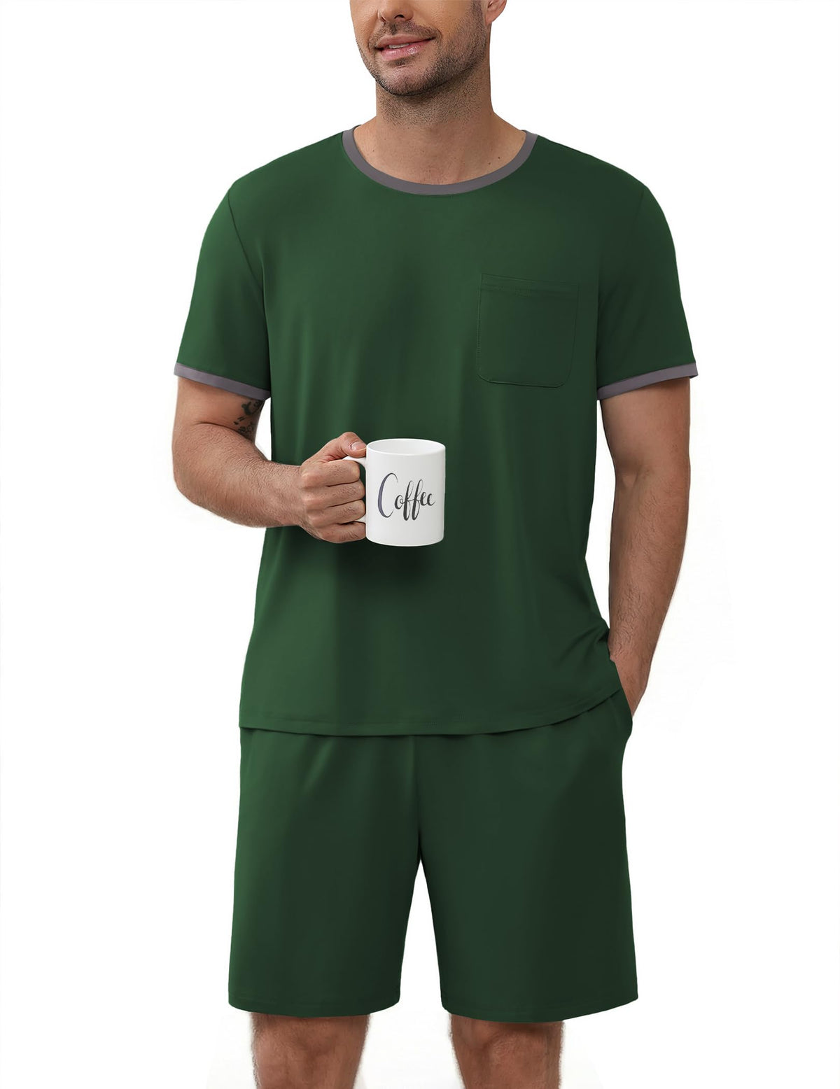 Ekouaer Mens Pajamas Sets Shorts Soft Short Sleeve Pjs