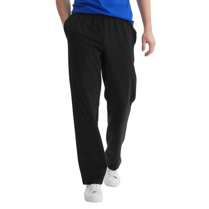 Hanes Men's Sweatpants Pack - 3-Pack - Essentials Midweight Cotton Jersey Lounge Pants - Open Bottom - Pockets - 32"