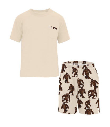 Mens Pajamas Set Shirt and Shorts Lightweight Summer Sleepwear