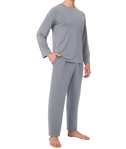 BAMBOO COOL Men's Pajama Set Long Sleeve PJs with Pants & Pockets