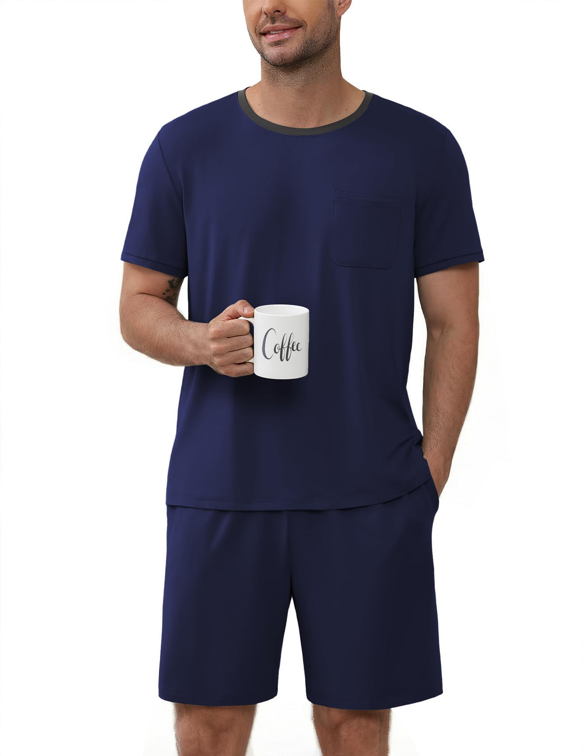 Ekouaer Mens Pajamas Sets Shorts Soft Short Sleeve Pjs