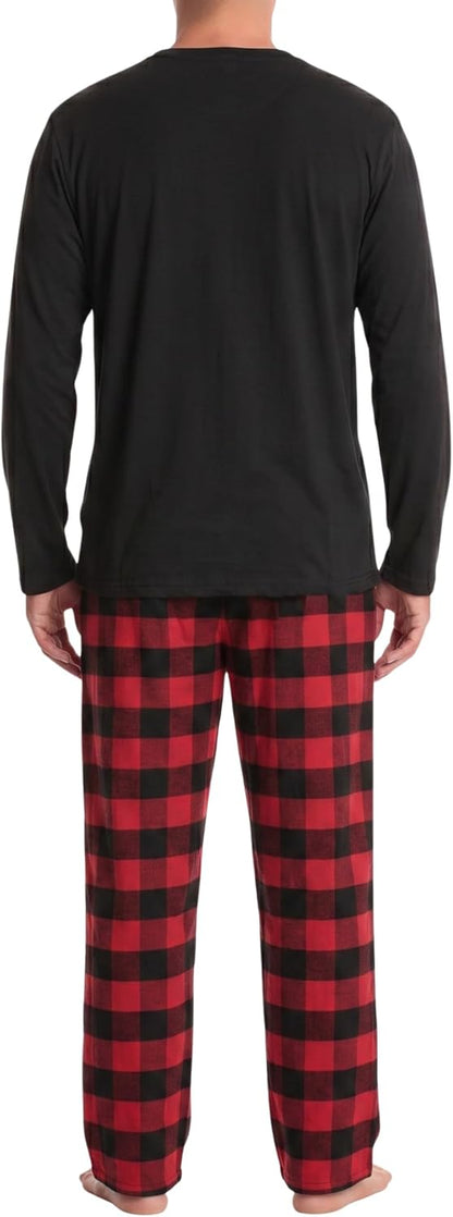 #followme Men's Pajama Set, Henley Top & Flannel Plaid Pajama Pants
