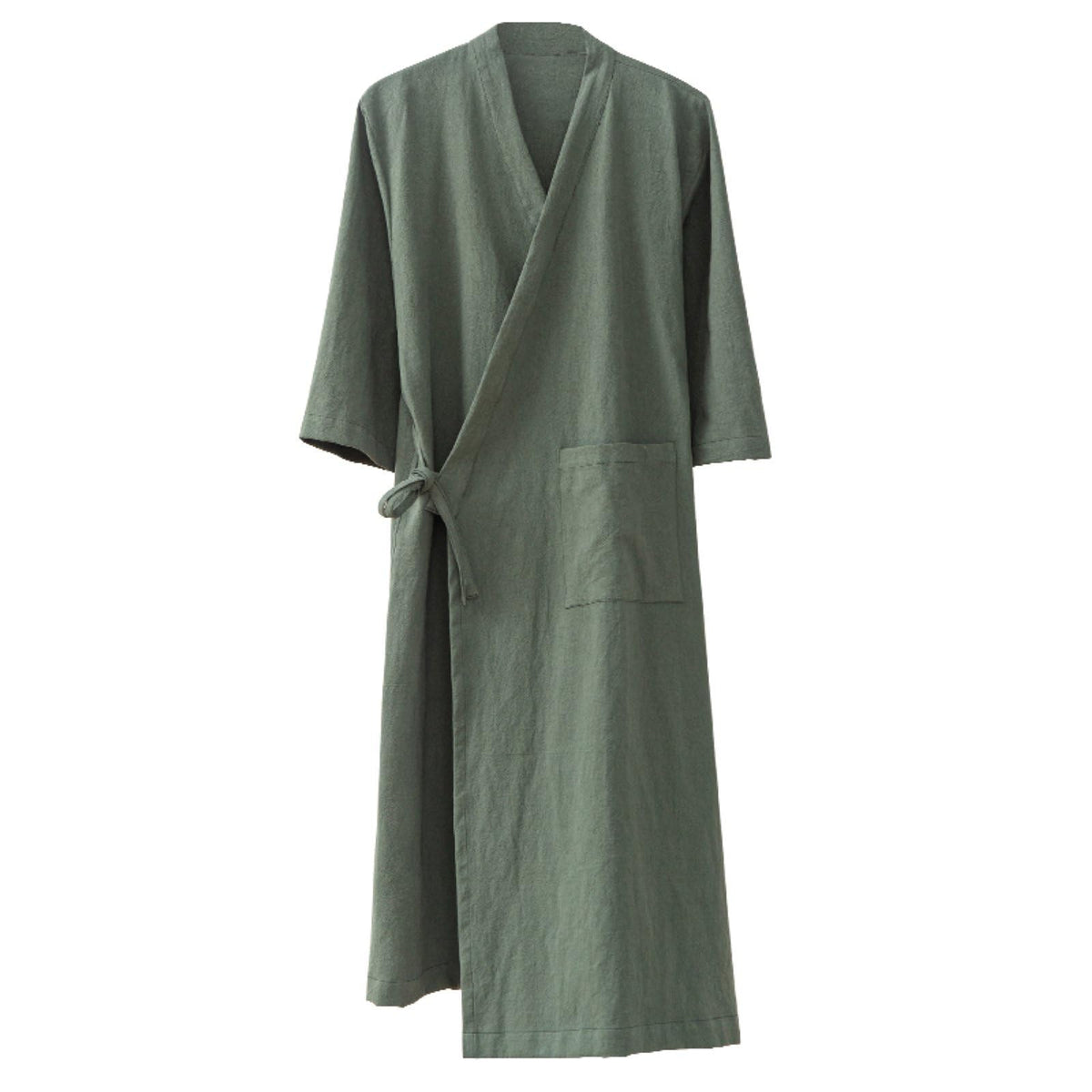 Men's Women's Cotton Linen Bathrobe Couples Japanese-Style Absorbent Quick-Drying Kimono Yukata Sauna Robe