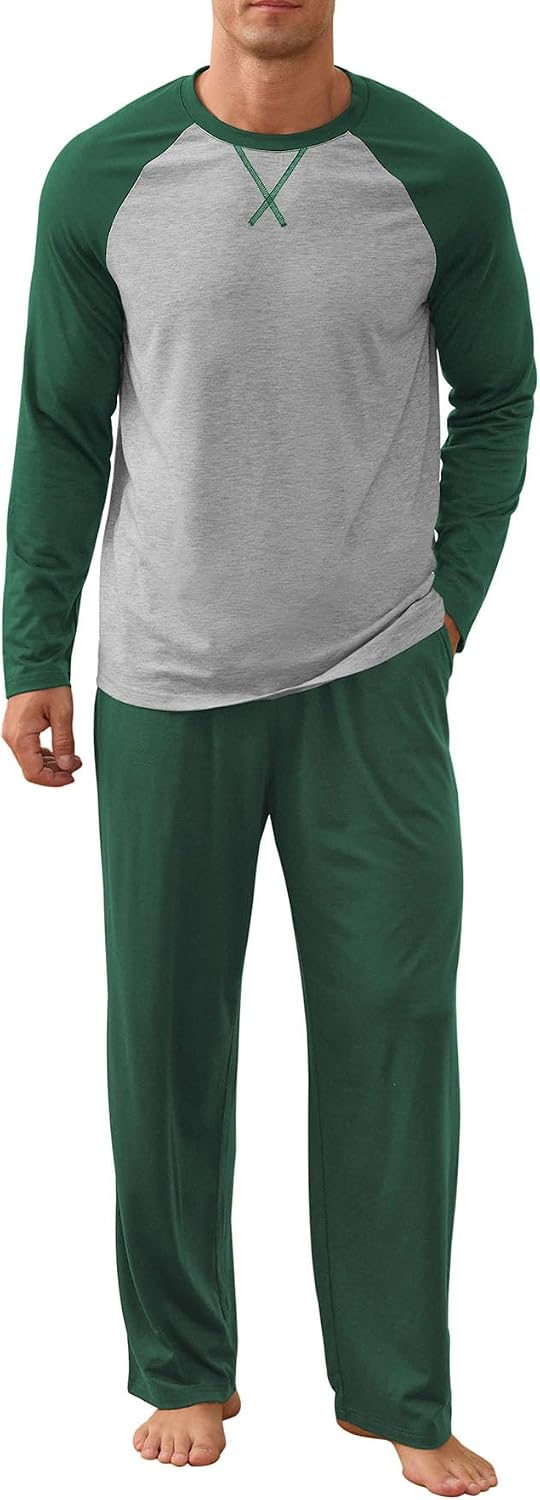 NITAGUT Men's Pajama Set Long Sleeve Sleepwear 2 Piece Loungewear