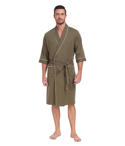 CF Men's 100% Cotton Robes Lightweight Bathrobe Soft Short Sleeve Bath Robe