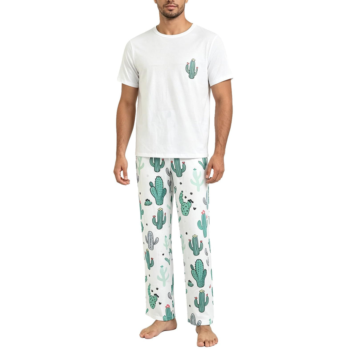 Men's Pajama Lounge Set - Soft 2 Piece Sleepwear with Pockets