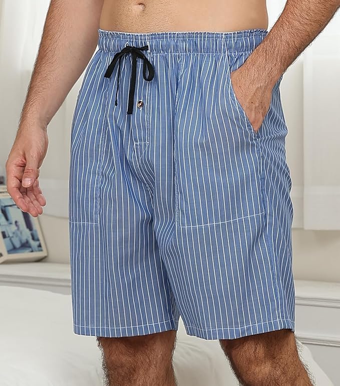 MoFiz 3pack Mens Pajama Short Bottom Sleep Lounge Cotton Plaid