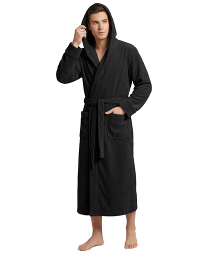 Andrew Scott Men's Hooded Plush Fleece Bathrobe | Ultra Soft Long Spa Robe | Ultimate Comfort & Warmth | Multi Packs Colors