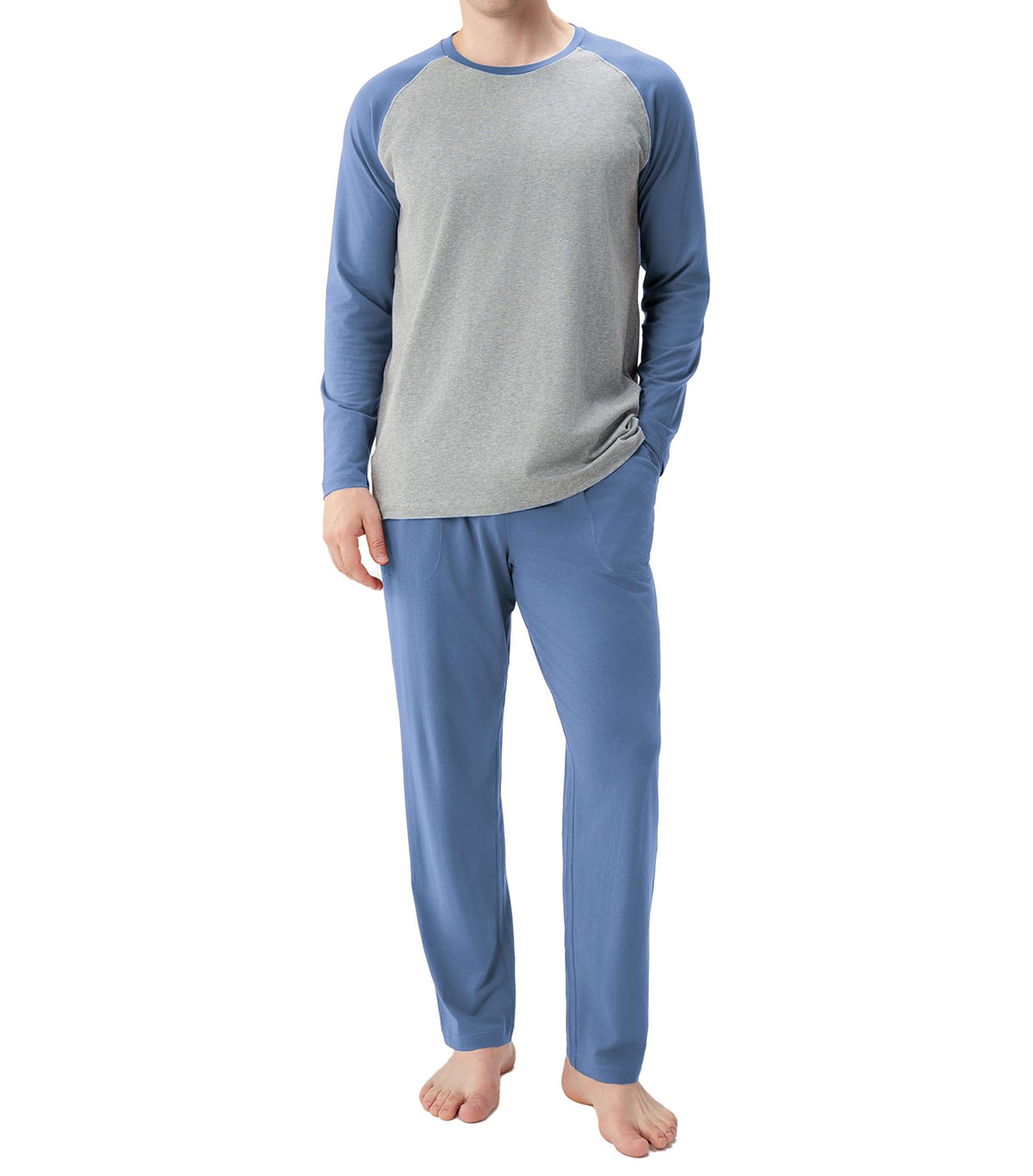 DAVID ARCHY Mens Pajama Set Long Sleeve PJs, Soft Lightweight Sleepwear with Pockets, Comfortable Loungewear for Sleeping