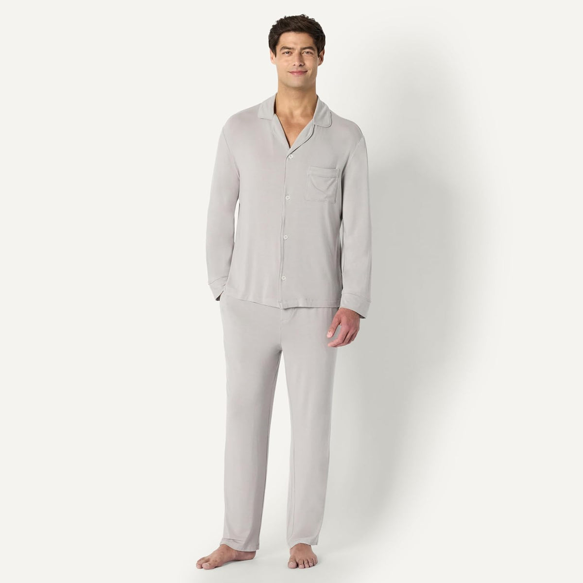 Amazon Essentials x Sofia Grainge Men's Long Sleeve Relaxed Fit Breathable Modal Jersey Pajama Set, Loungewear