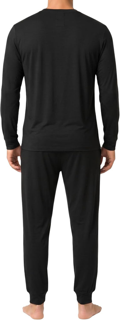 #followme Men's 2-Piece Ultra Soft Pajama Set, Long Sleeve Henley & Joggers