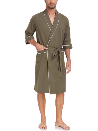 COLORFULLEAF Men's 100% Cotton Robe Lightweight Summer Short Bathrobe