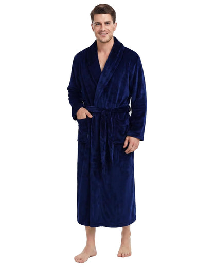 U2SKIIN Mens Robe Plush Flannel Bathrobe for Men Shawl Collar