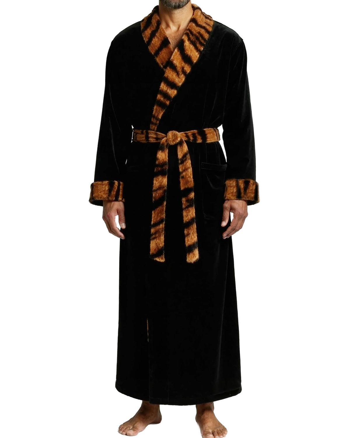 Men's Plush Fleece Robe, Warm Full Length Bathrobe, Big & Tall