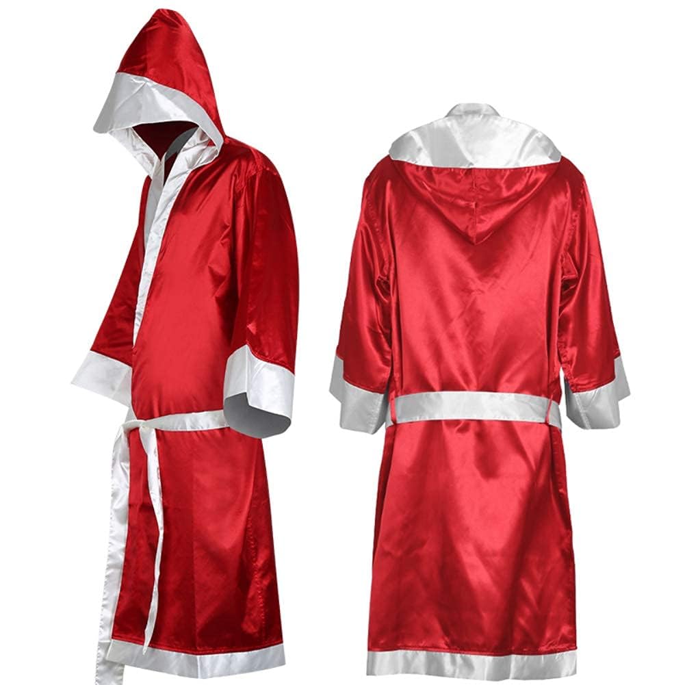 Boxer Costume Men, MMA Boxing Robe with Hood, Cotton Robe Lightweight Costume