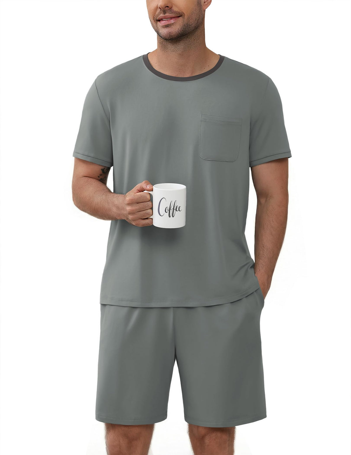 Ekouaer Mens Pajamas Sets Shorts Soft Short Sleeve Pjs