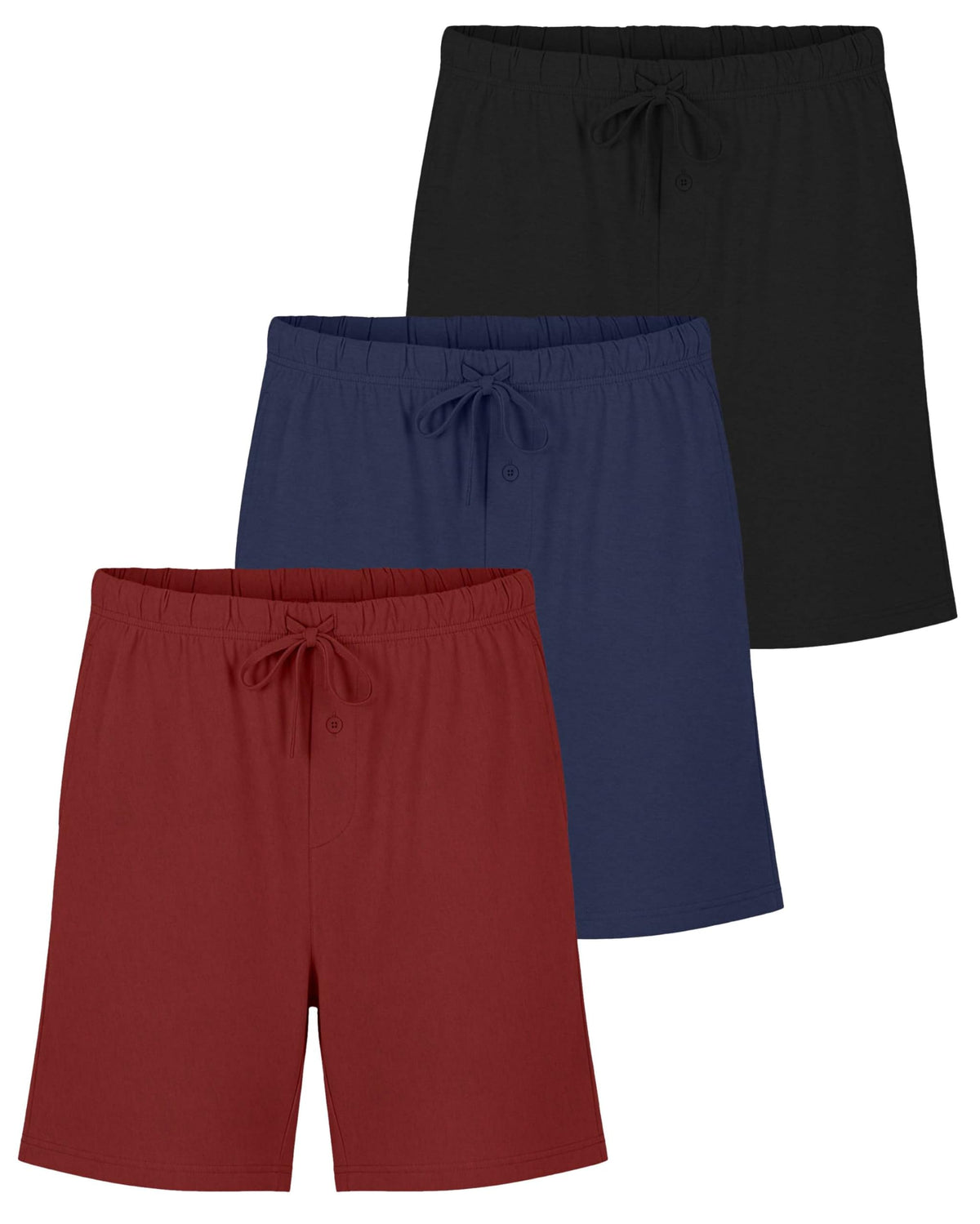 3 Pack Men's Pajama Shorts Sleep Lounge Cotton Sleepwear PJ Bottoms Pockets