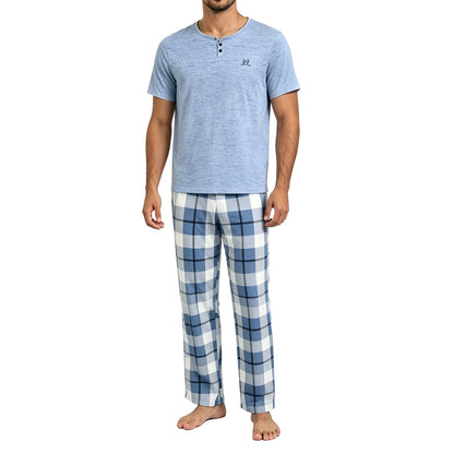 Men's Pajama Lounge Set - Soft 2 Piece Sleepwear with Pockets