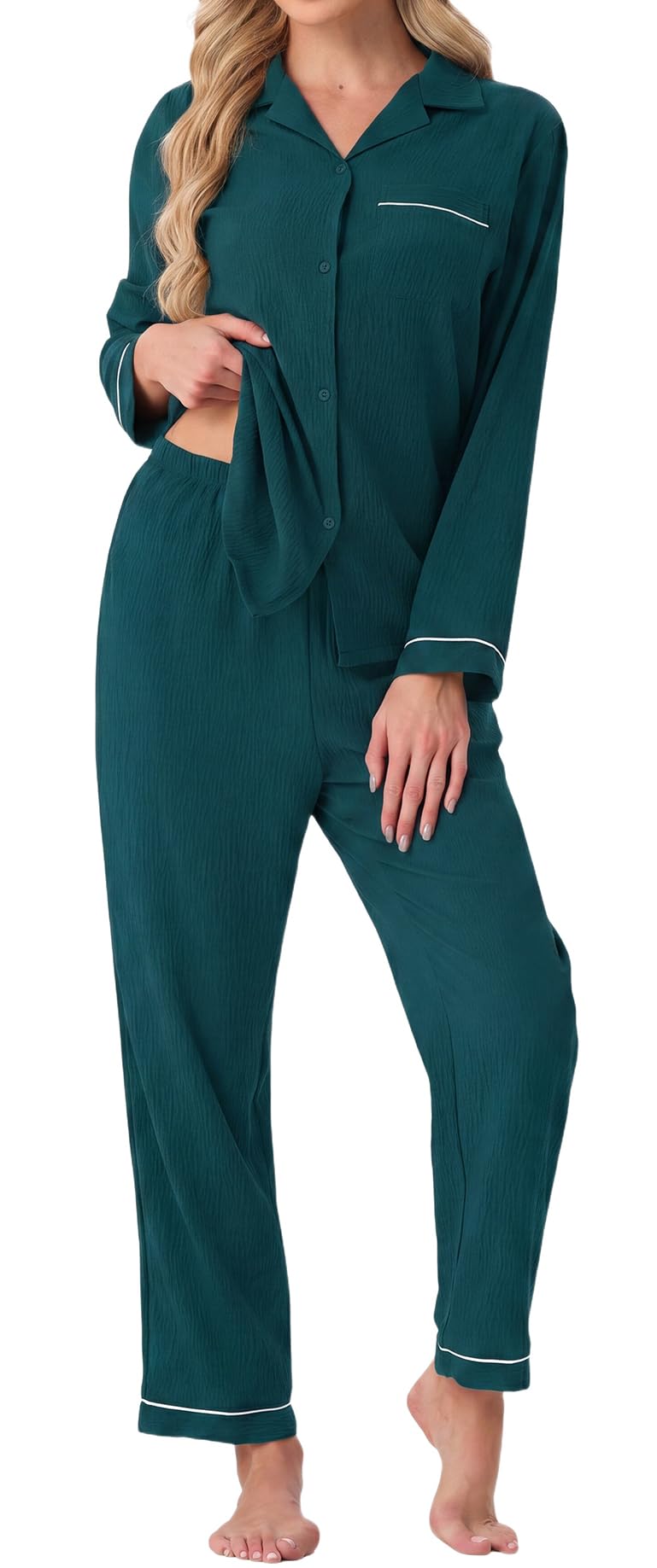 PrinStory Men's Pajamas Set Long Sleeve Button Down Sleepwear Pjs S-2XL