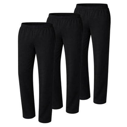 Hanes Men's Sweatpants Pack - 3-Pack - Essentials Midweight Cotton Jersey Lounge Pants - Open Bottom - Pockets - 32"